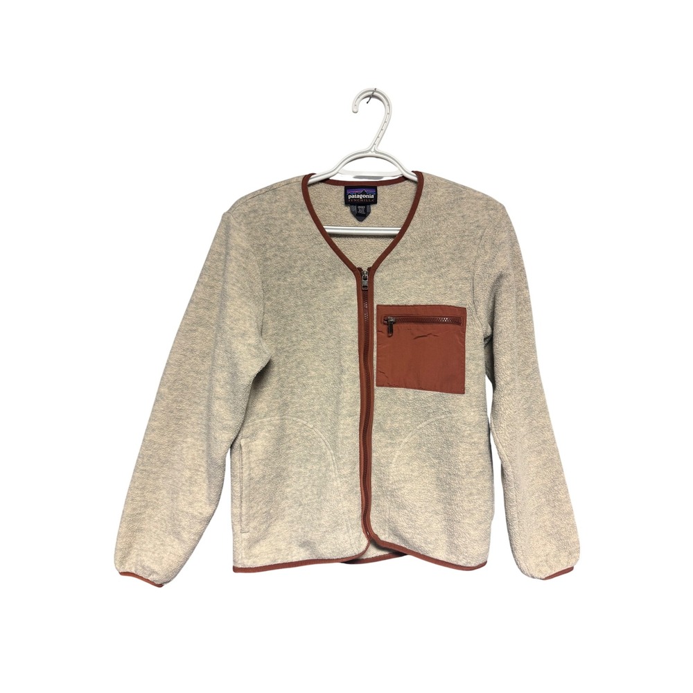 Patagonia Synchilla Fleece‎ Zip Up Unisex Jacket M- XXS W-XS Tan Brown Pocket